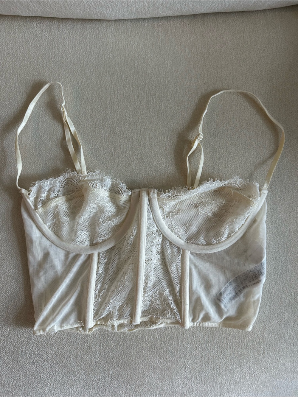Delicate Lace Longline Bustier in Ivory